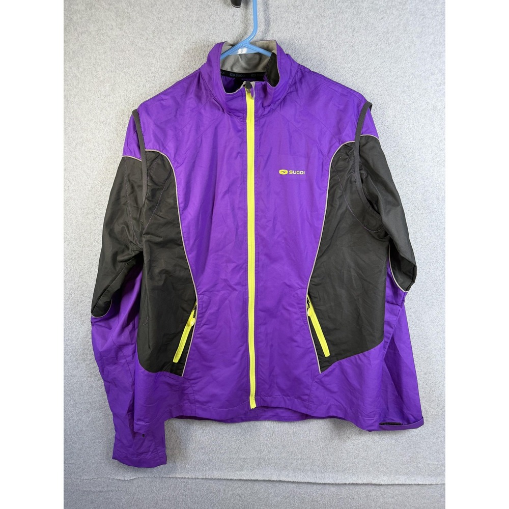 Sugoi Versa Jacket Womens Large Purple Convertible Cycling Windbreaker Running
